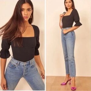 Reformation Ana Top, Black, Size 6, Nwt